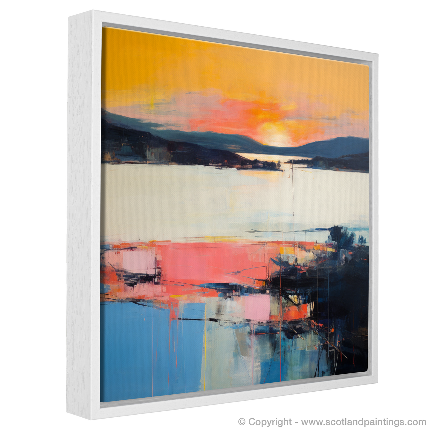 Painting and Art Print of Sunset over Loch Lomond entitled "Sunset Serenade over Loch Lomond".