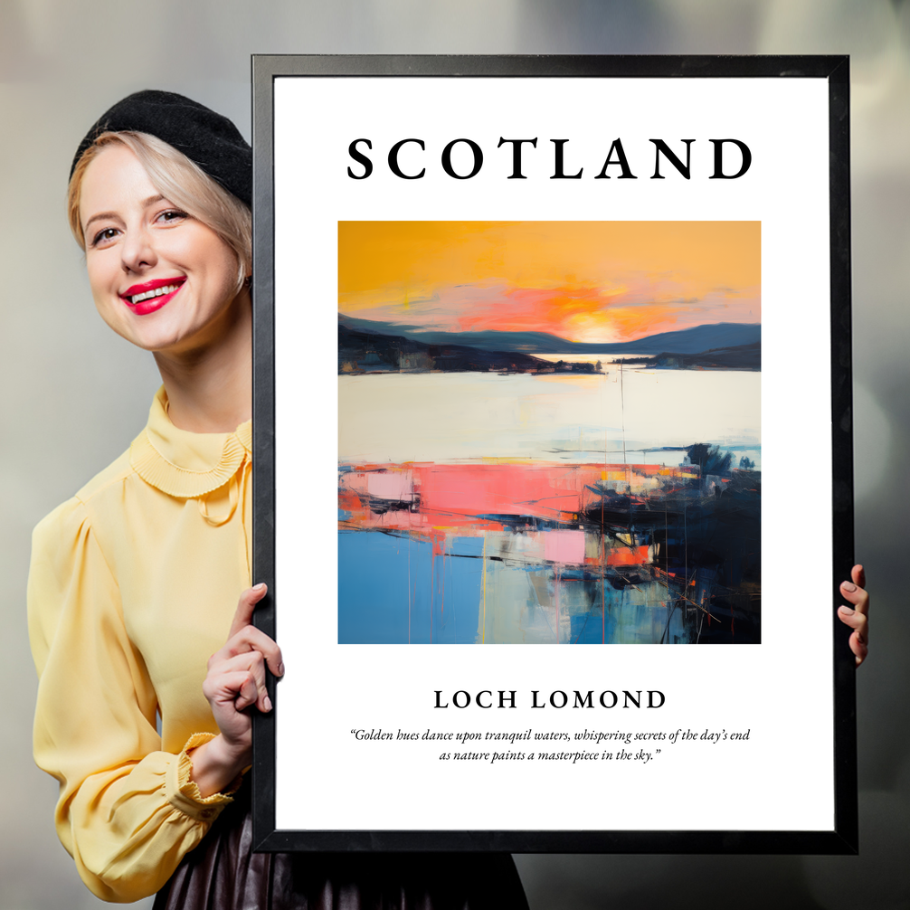 Person holding a poster of Loch Lomond