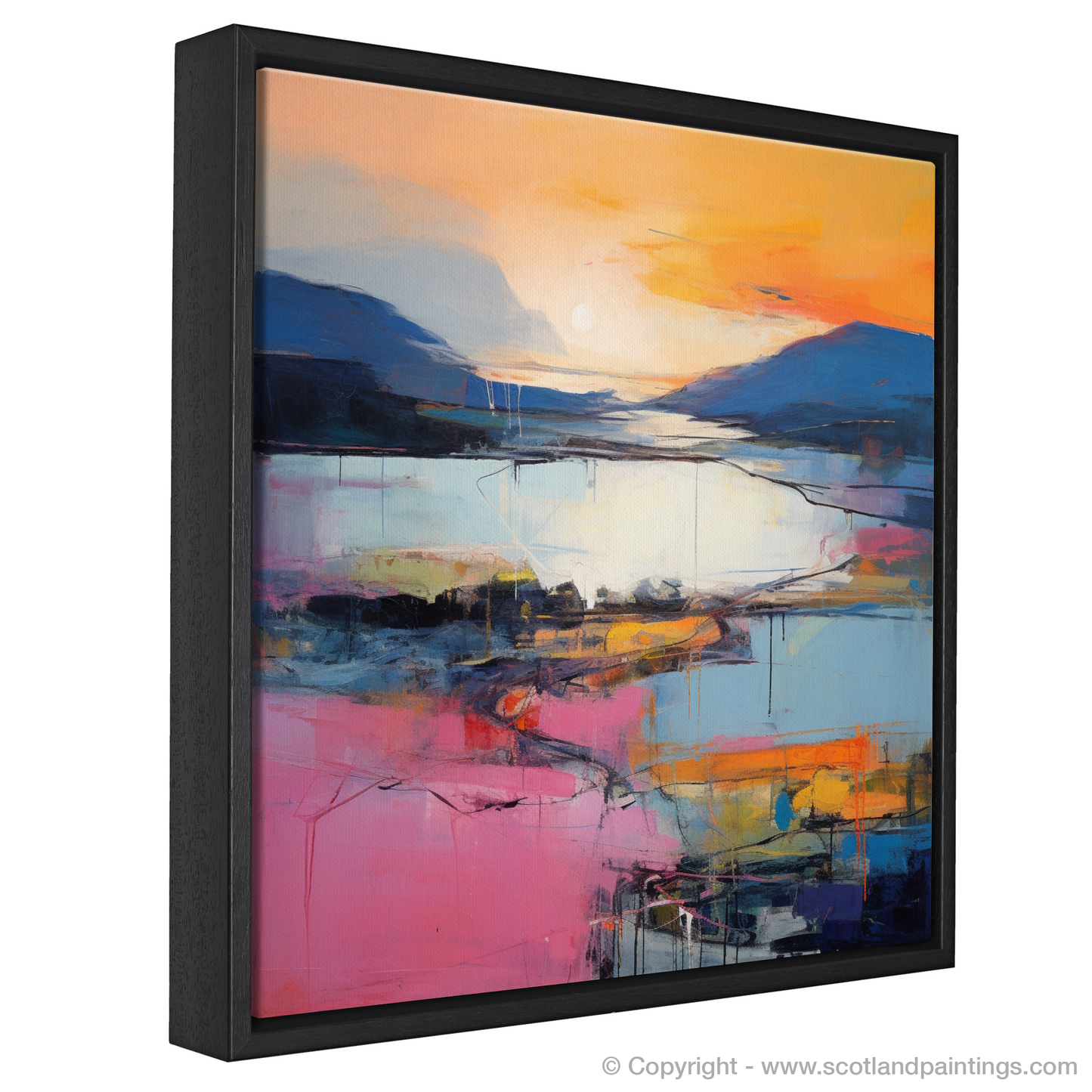 Painting and Art Print of Sunset over Loch Lomond entitled "Sunset Serenade over Loch Lomond".