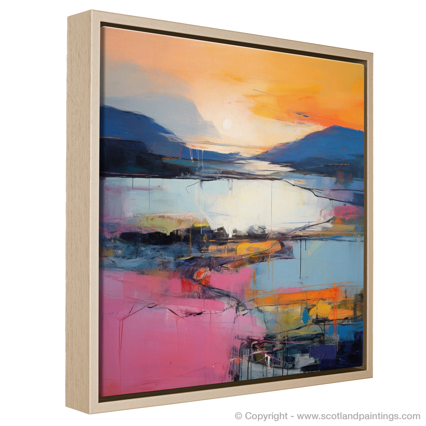 Painting and Art Print of Sunset over Loch Lomond entitled "Sunset Serenade over Loch Lomond".