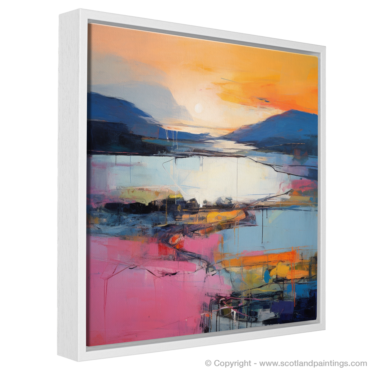 Painting and Art Print of Sunset over Loch Lomond entitled "Sunset Serenade over Loch Lomond".