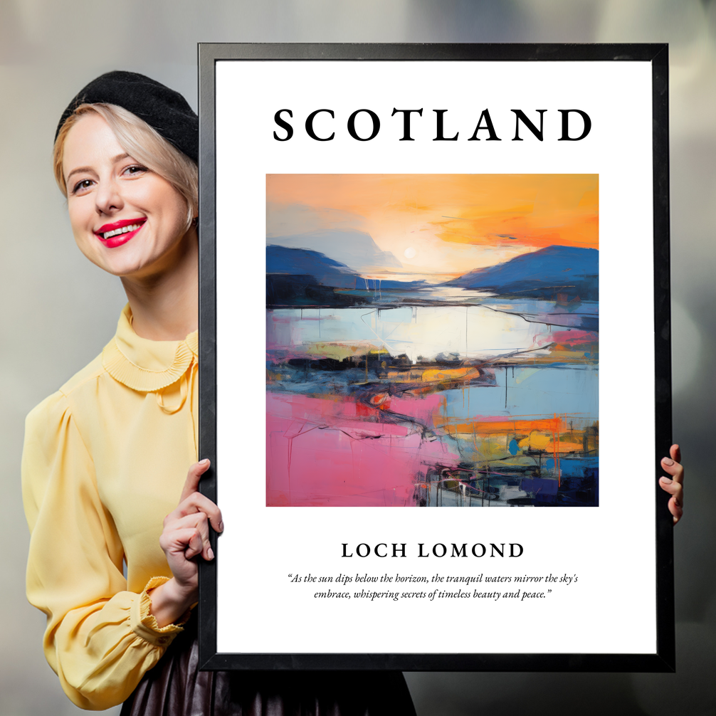 Person holding a poster of Loch Lomond