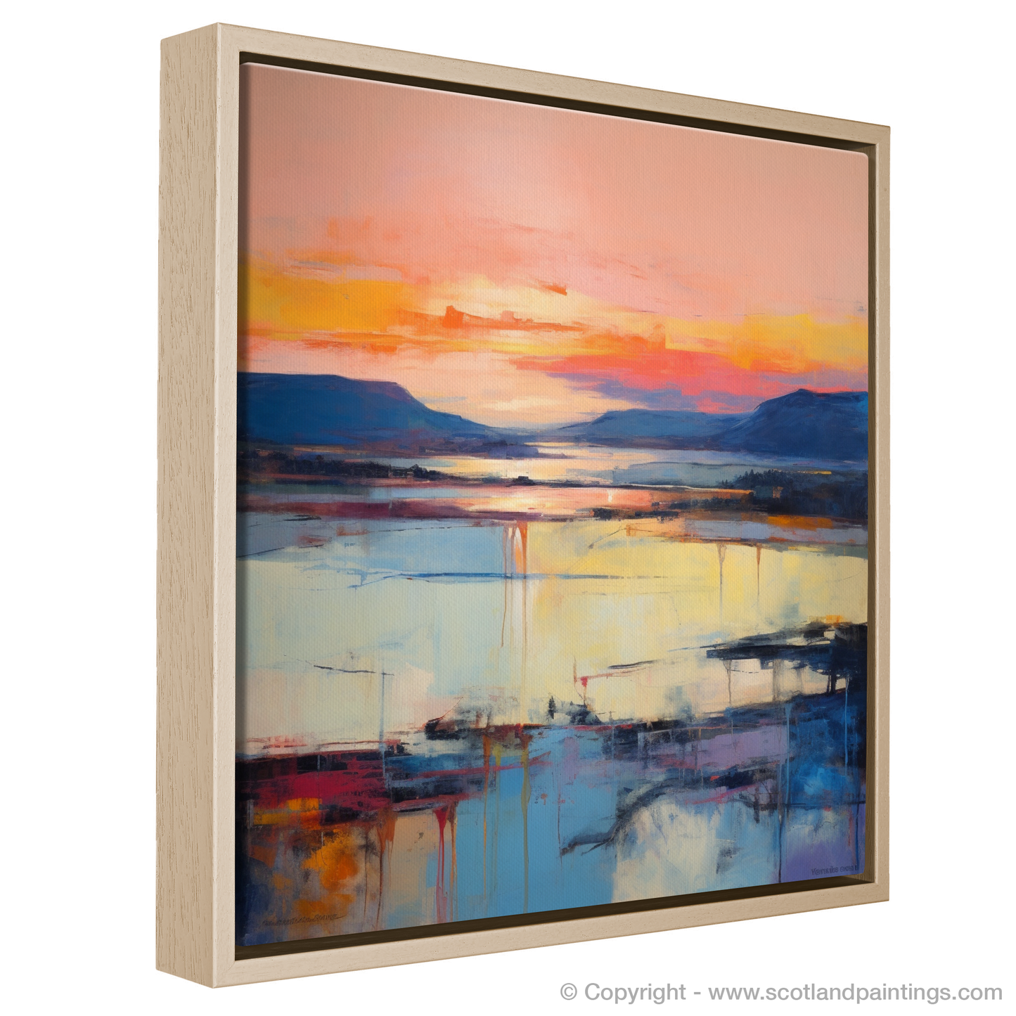 Painting and Art Print of Sunset over Loch Lomond entitled "Sunset Serenade over Loch Lomond".