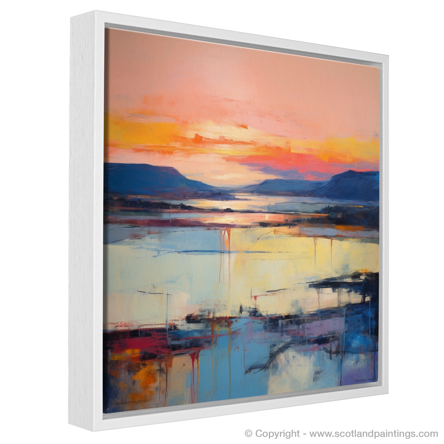 Painting and Art Print of Sunset over Loch Lomond entitled "Sunset Serenade over Loch Lomond".