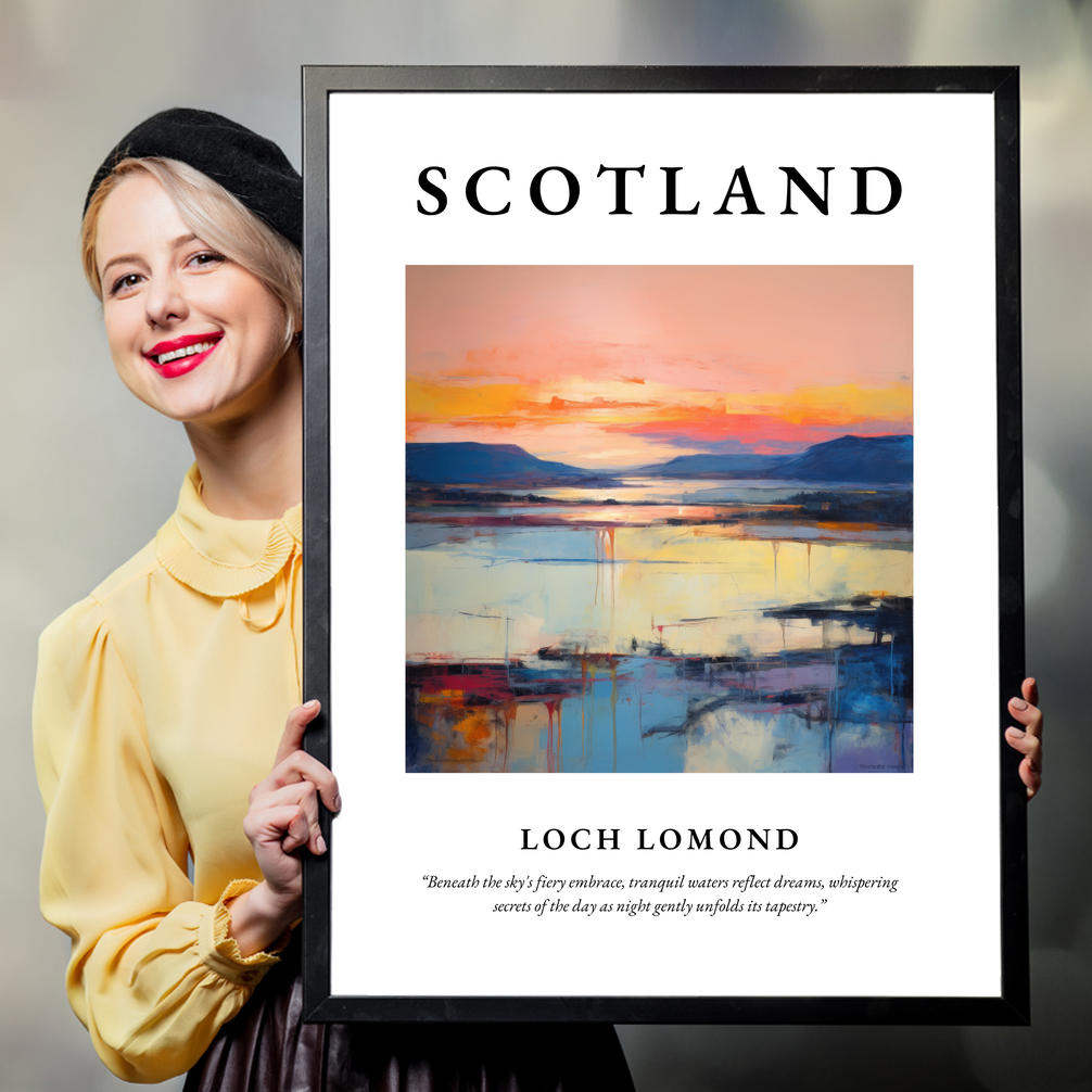 Person holding a poster of Loch Lomond