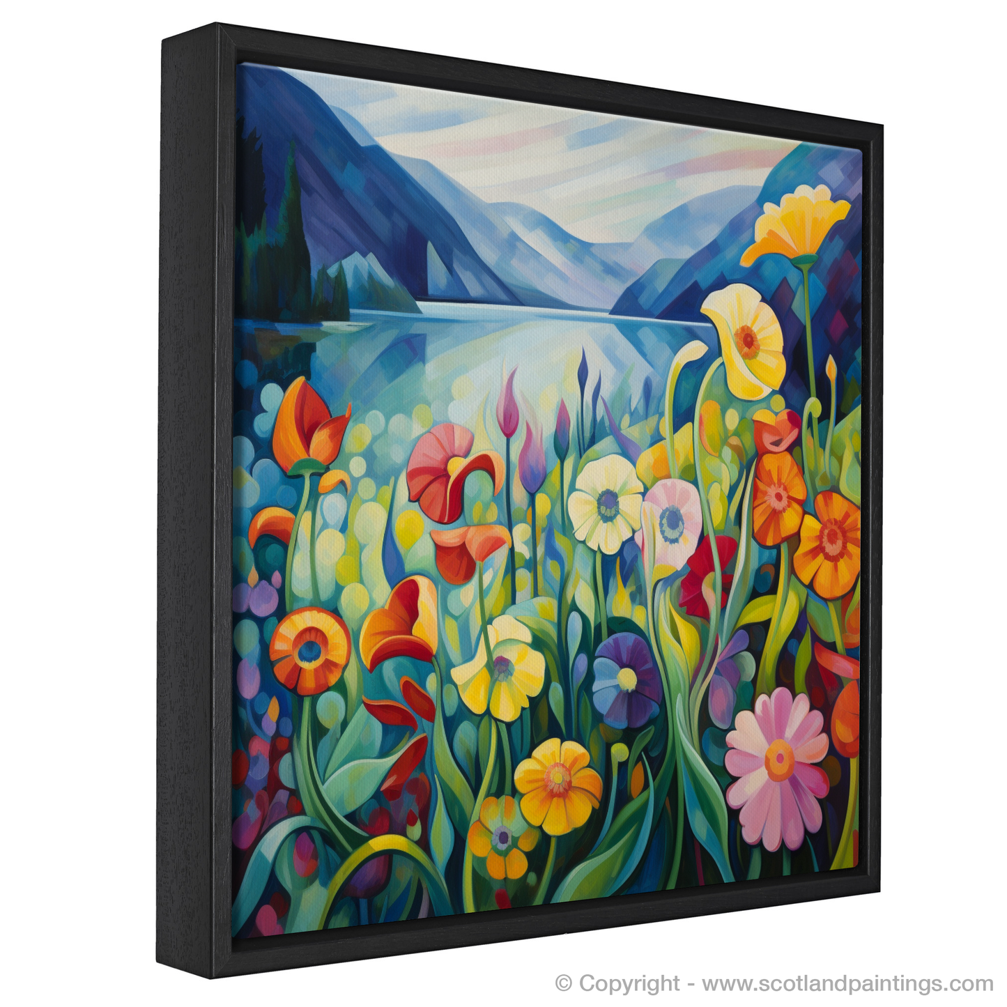 Painting and Art Print of Wildflowers by Loch Lomond entitled "Wildflowers by Loch Lomond: An Abstract Symphony of Nature's Hues".