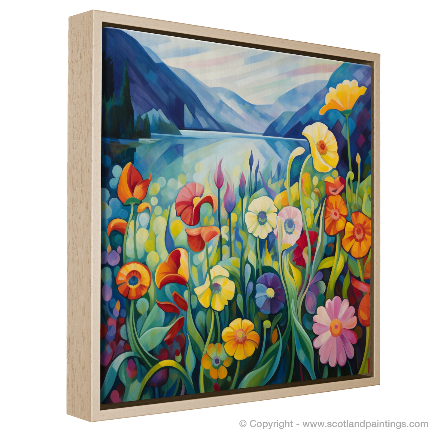 Painting and Art Print of Wildflowers by Loch Lomond entitled "Wildflowers by Loch Lomond: An Abstract Symphony of Nature's Hues".