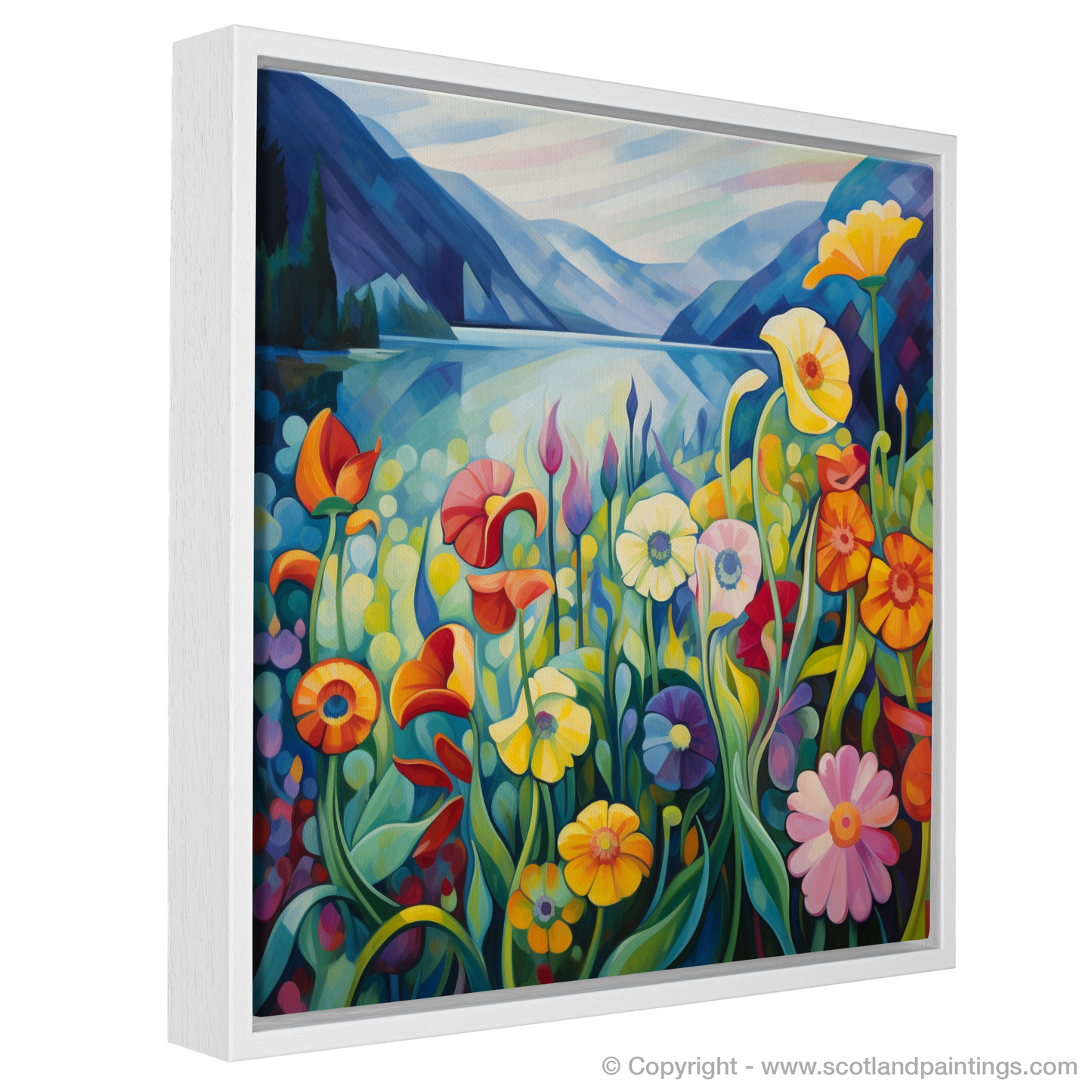 Painting and Art Print of Wildflowers by Loch Lomond entitled "Wildflowers by Loch Lomond: An Abstract Symphony of Nature's Hues".