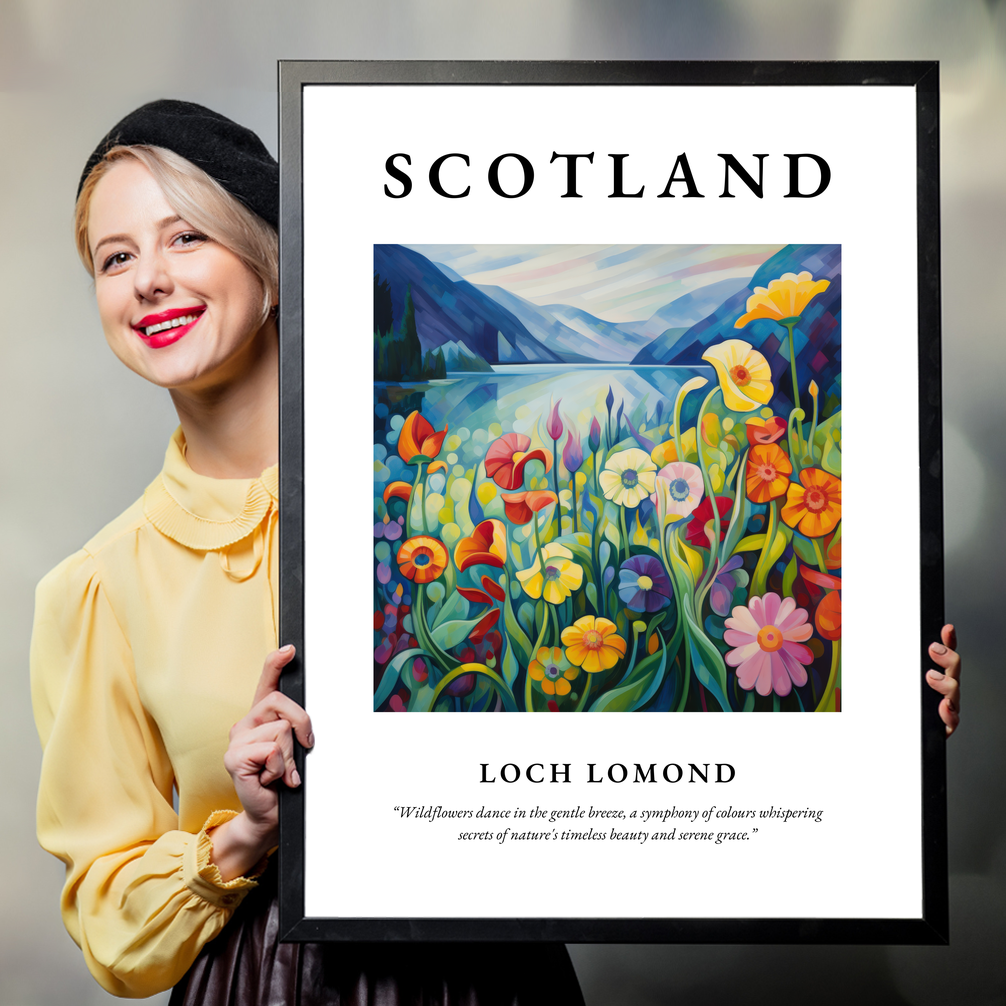 Person holding a poster of Loch Lomond