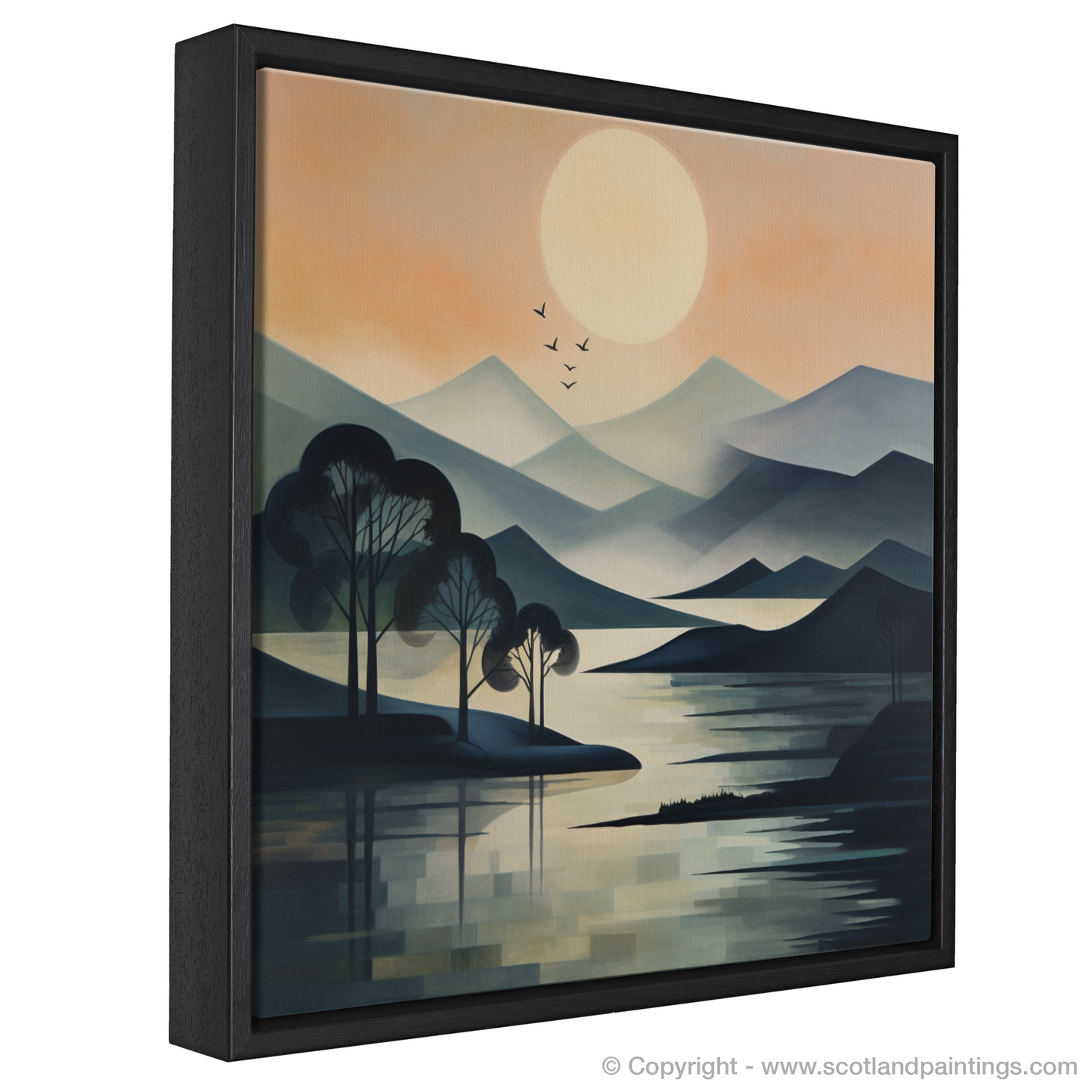 Painting and Art Print of Misty morning on Loch Lomond entitled "Misty Morning Majesty on Loch Lomond".