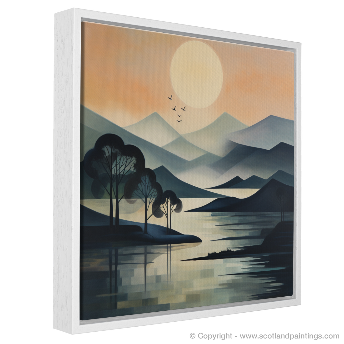 Painting and Art Print of Misty morning on Loch Lomond entitled "Misty Morning Majesty on Loch Lomond".