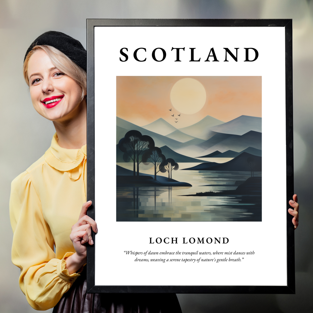 Person holding a poster of Loch Lomond