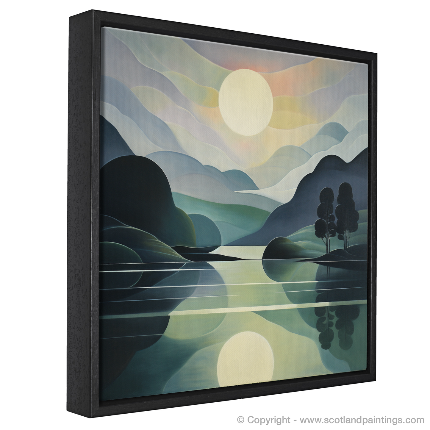 Painting and Art Print of Misty morning on Loch Lomond entitled "Misty Mornings and Radiant Reflections on Loch Lomond".