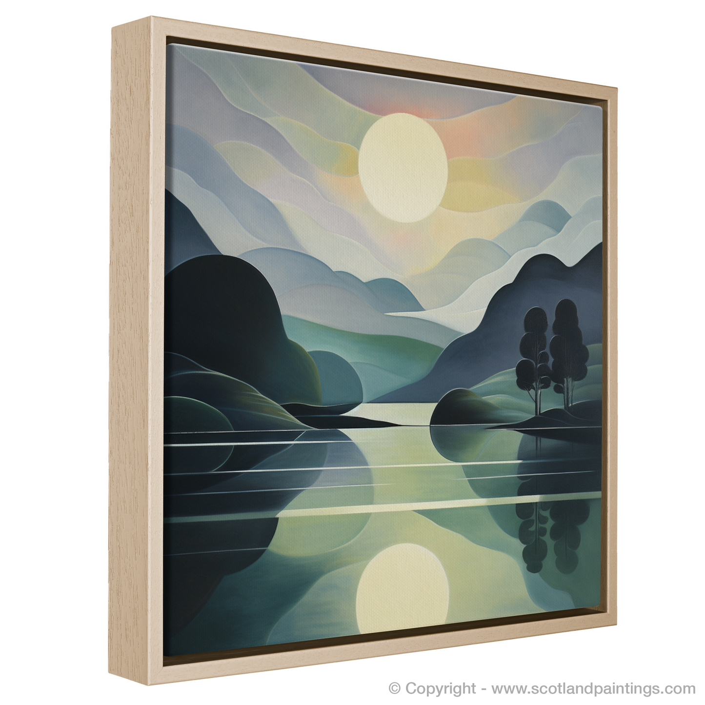 Painting and Art Print of Misty morning on Loch Lomond entitled "Misty Mornings and Radiant Reflections on Loch Lomond".