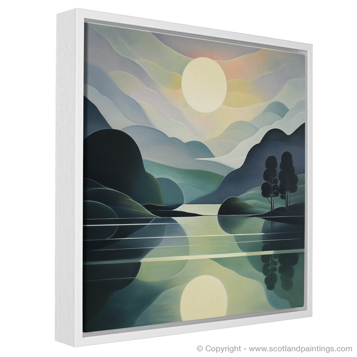 Painting and Art Print of Misty morning on Loch Lomond entitled "Misty Mornings and Radiant Reflections on Loch Lomond".