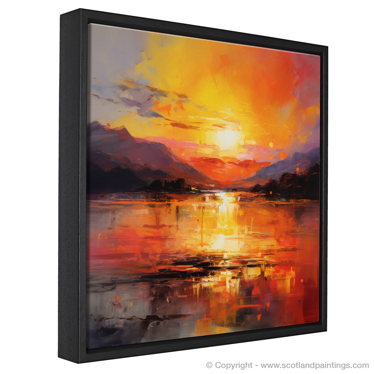 Painting and Art Print of Sunset over Loch Lomond entitled "Sunset Serenade over Loch Lomond".