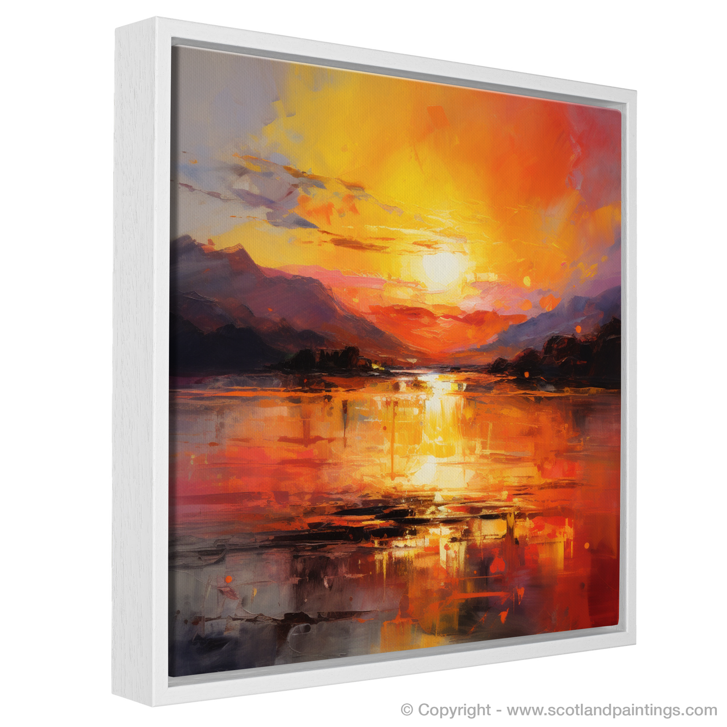 Painting and Art Print of Sunset over Loch Lomond entitled "Sunset Serenade over Loch Lomond".