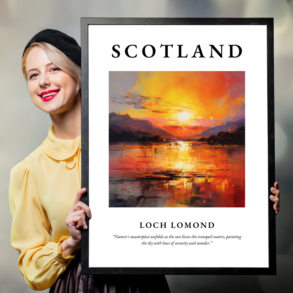 Person holding a poster of Loch Lomond