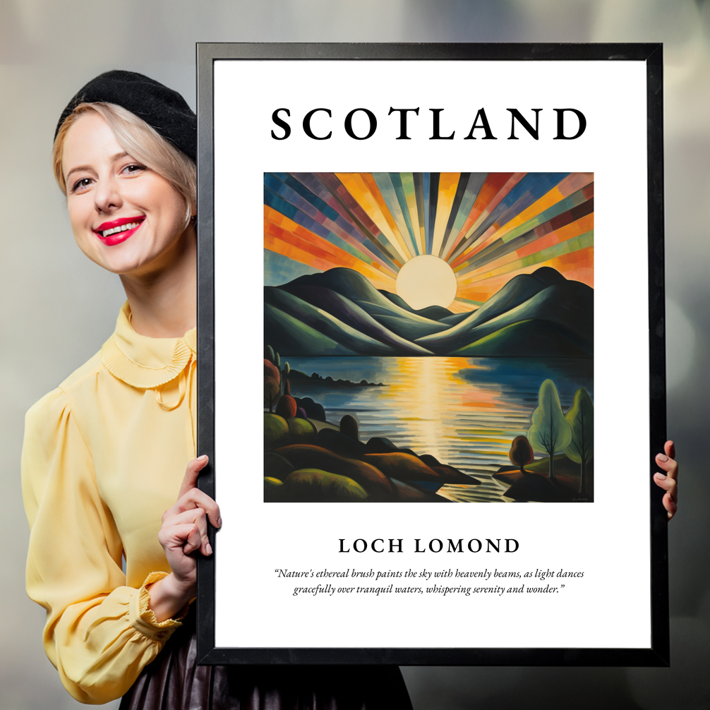 Person holding a poster of Loch Lomond