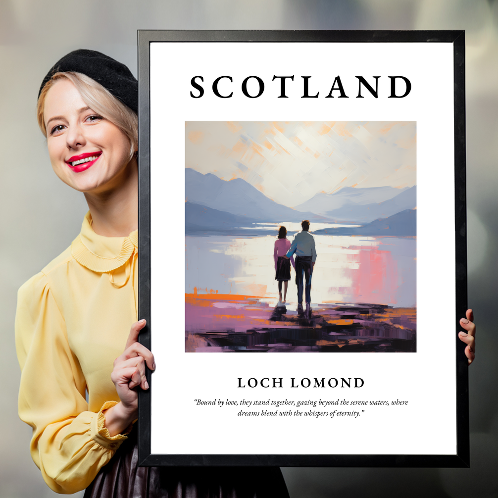 Person holding a poster of Loch Lomond