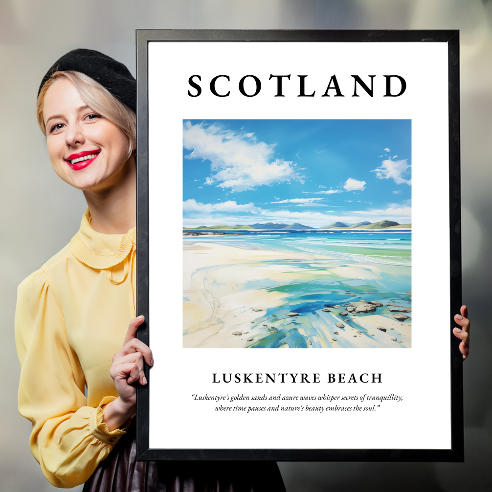 Person holding a poster of Luskentyre Beach