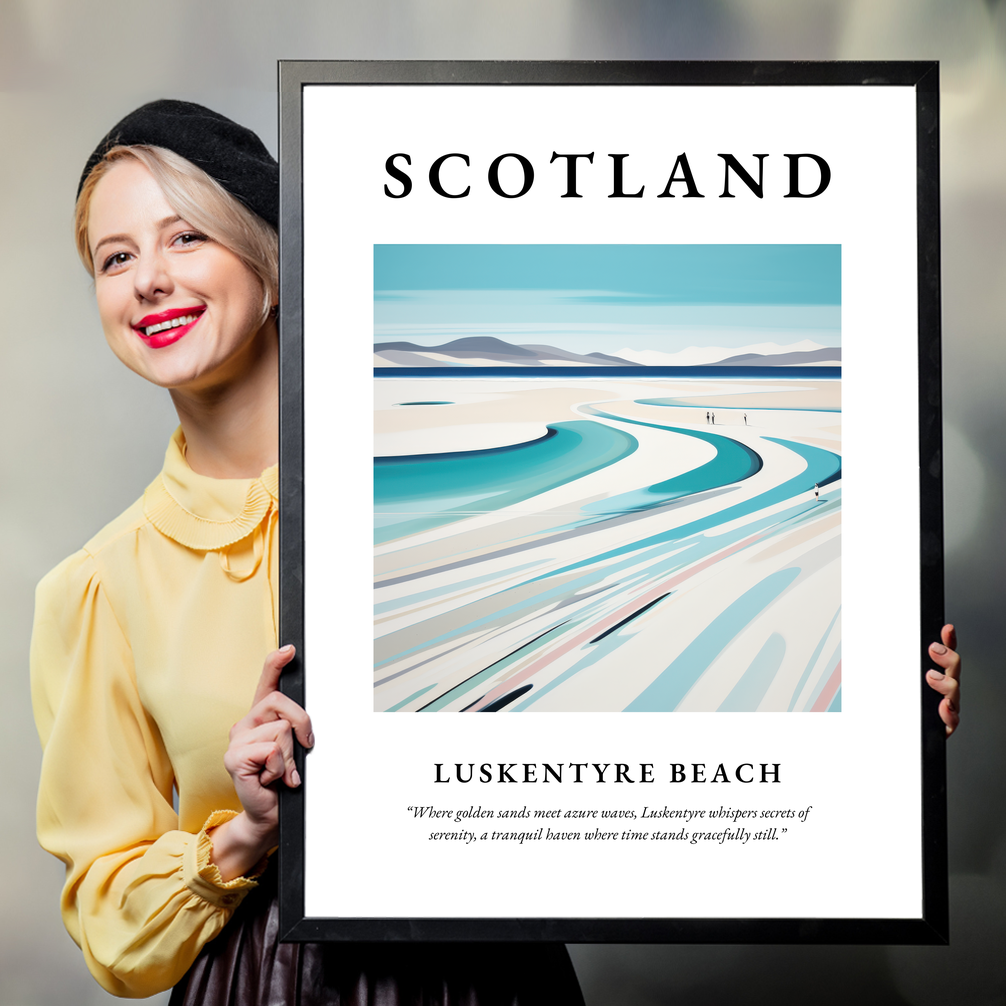 Person holding a poster of Luskentyre Beach