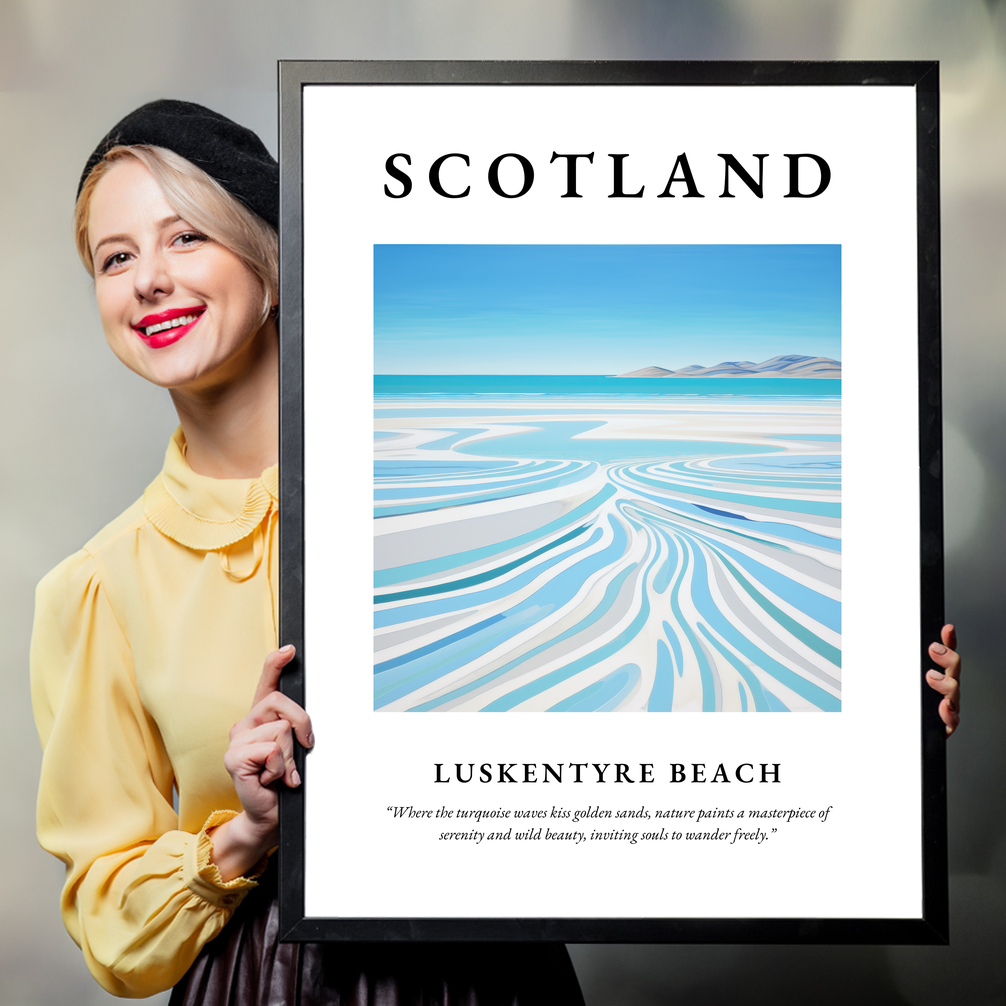 Person holding a poster of Luskentyre Beach