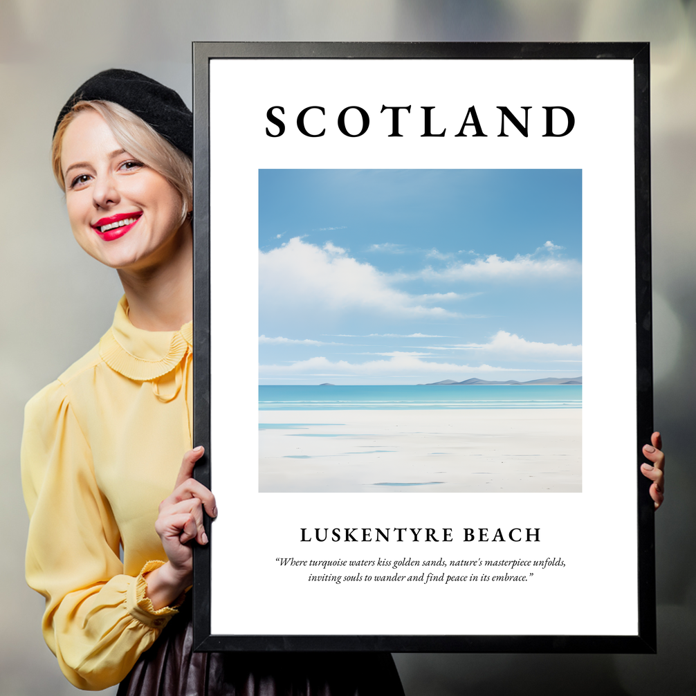 Person holding a poster of Luskentyre Beach