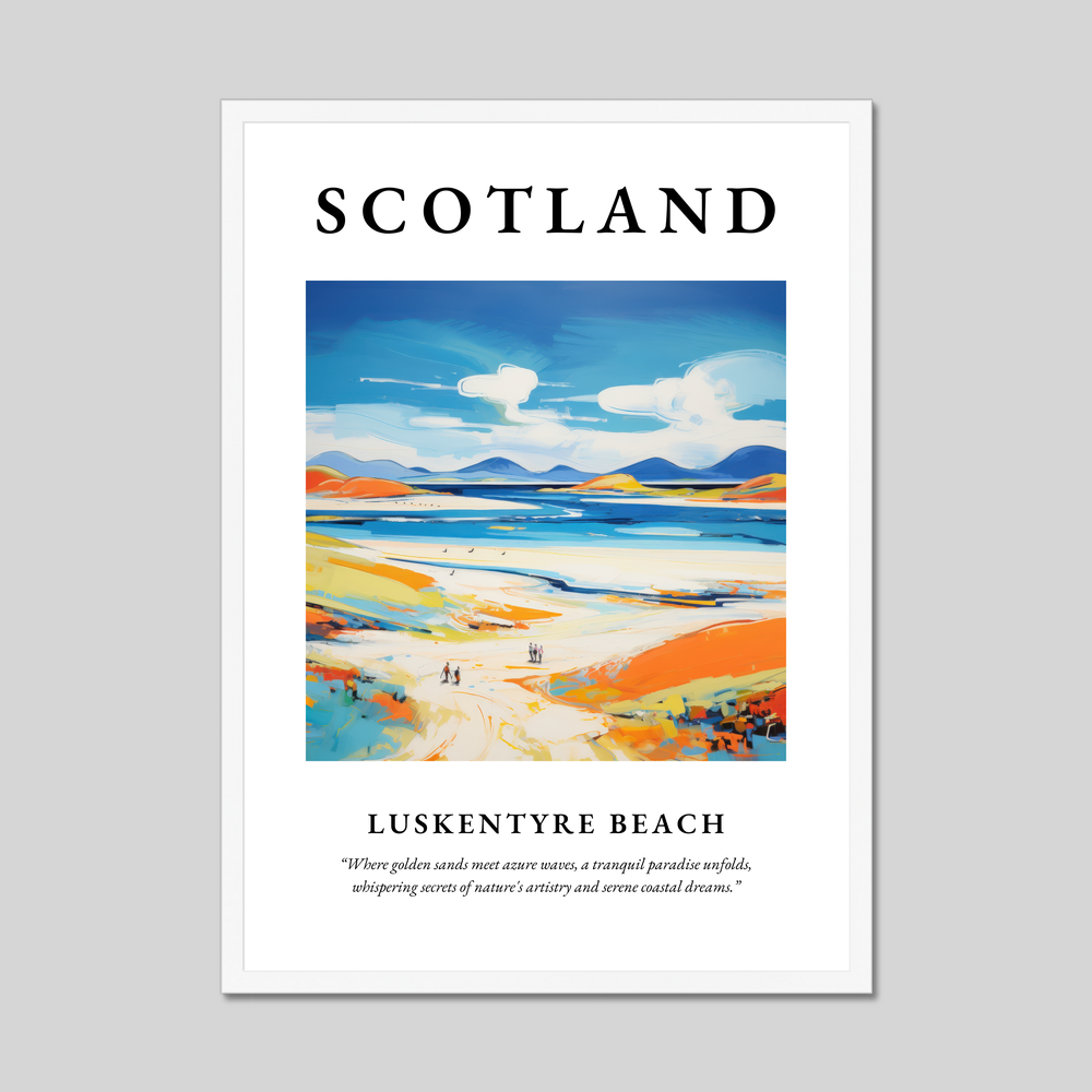 Poster in a white frame with the word Scotland