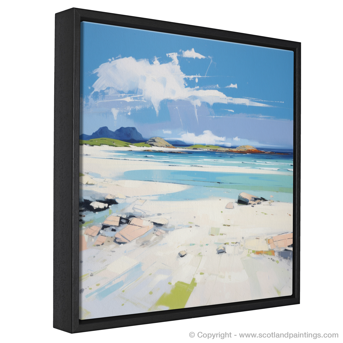 Painting and Art Print of Camusdarach Beach, Arisaig entitled "Camusdarach Beach Serenity: A Contemporary Highland Escape".