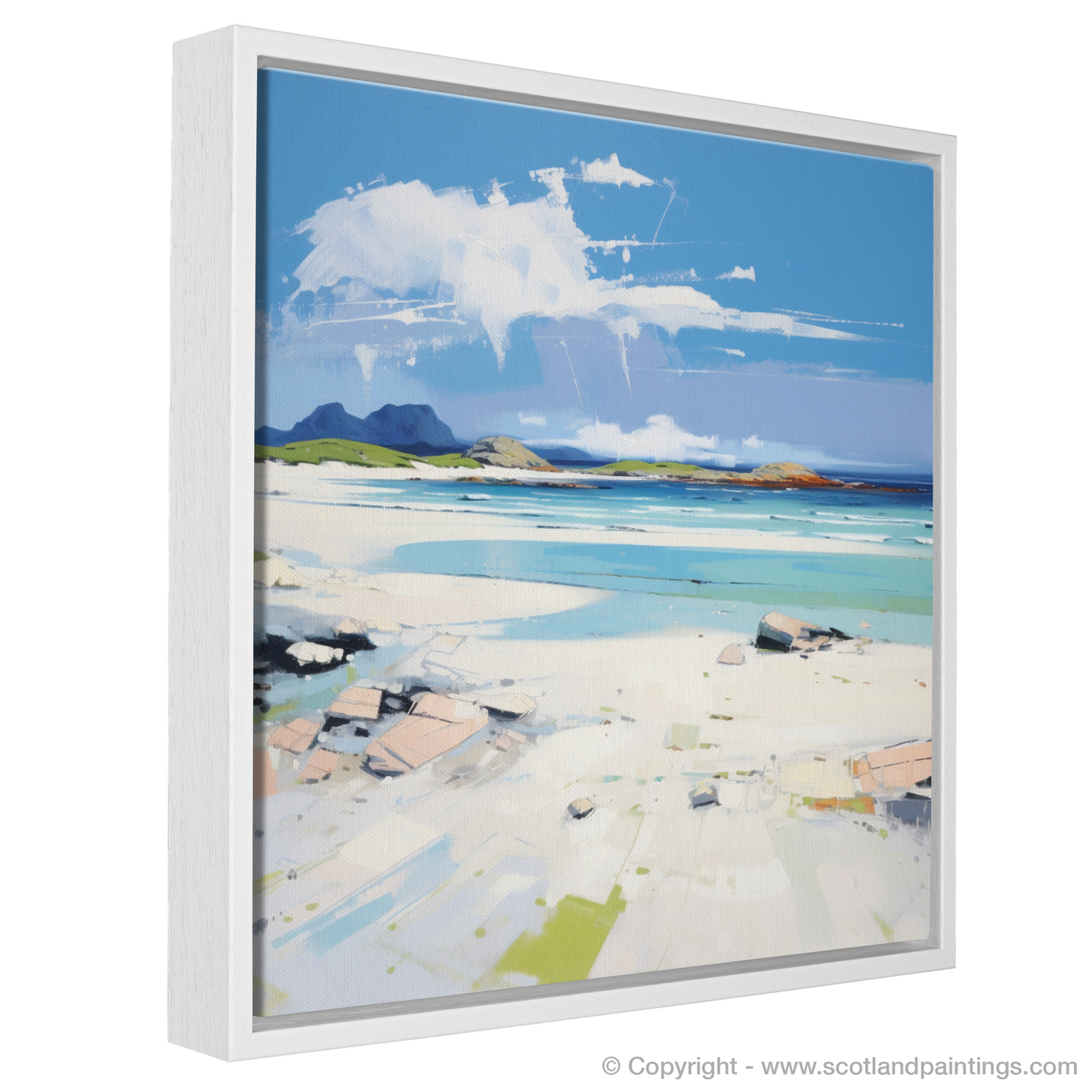 Painting and Art Print of Camusdarach Beach, Arisaig entitled "Camusdarach Beach Serenity: A Contemporary Highland Escape".