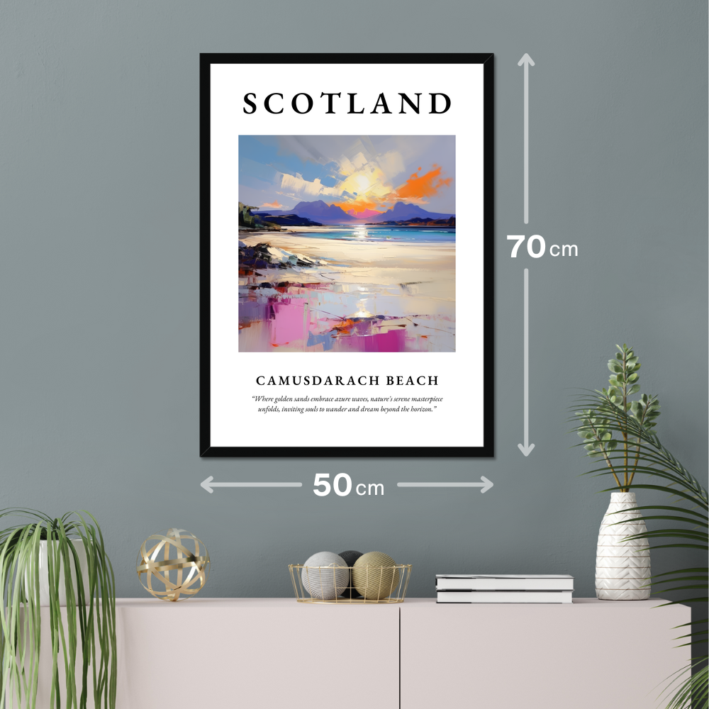 Poster of Camusdarach Beach hanging on a wall