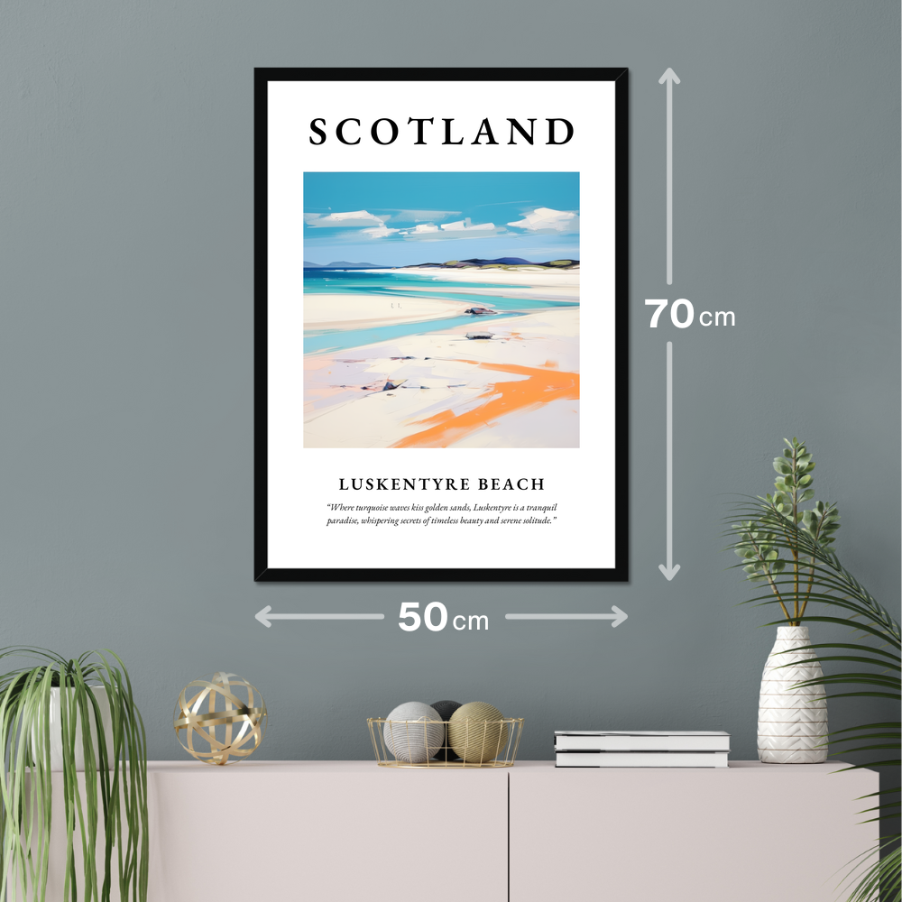 Poster of Luskentyre Beach hanging on a wall