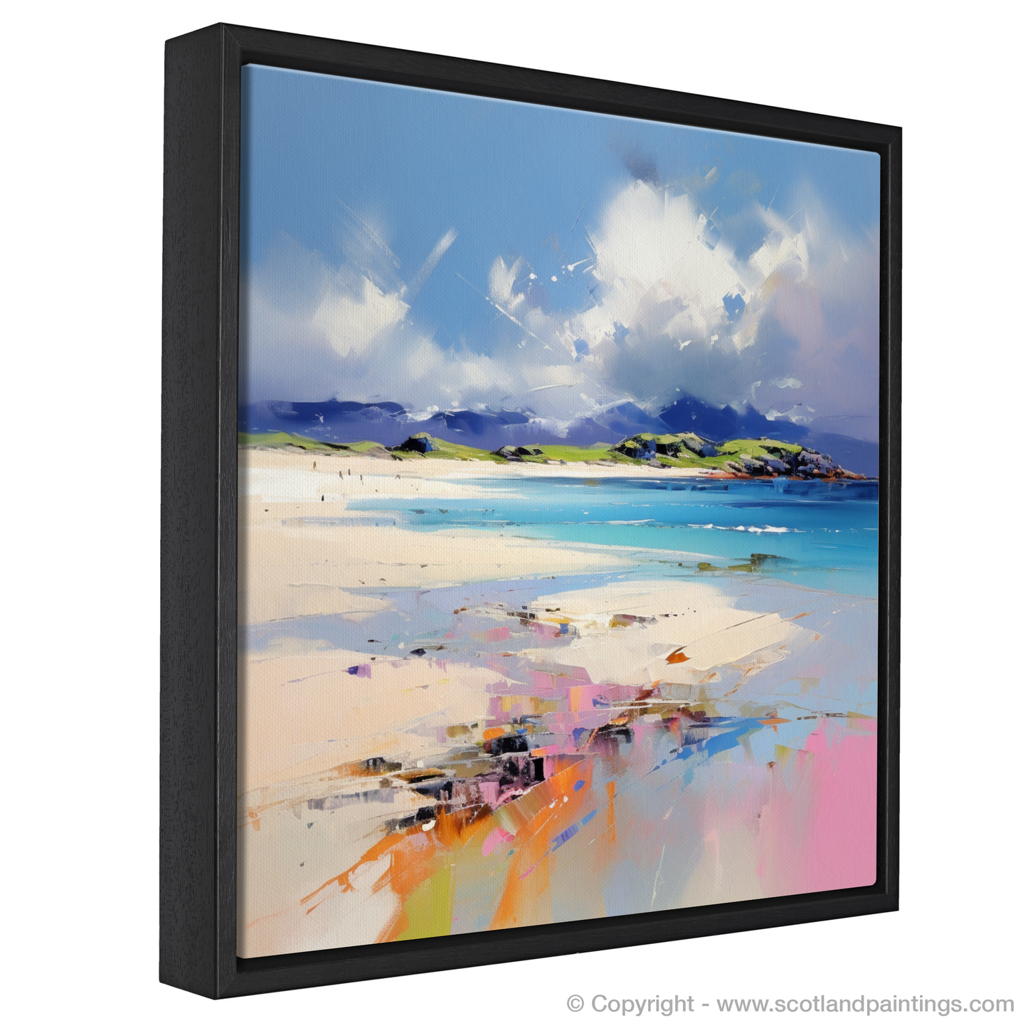 Painting and Art Print of Camusdarach Beach, Arisaig entitled "Camusdarach Beach Embrace: An Expressionist Ode to Scotland's Coastline".