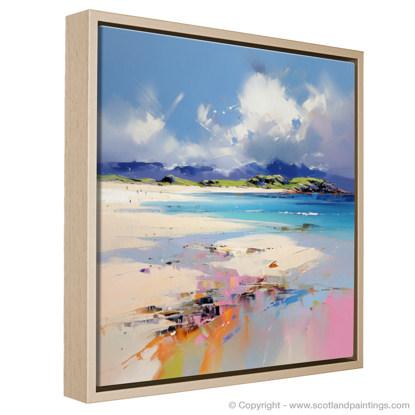 Painting and Art Print of Camusdarach Beach, Arisaig entitled "Camusdarach Beach Embrace: An Expressionist Ode to Scotland's Coastline".