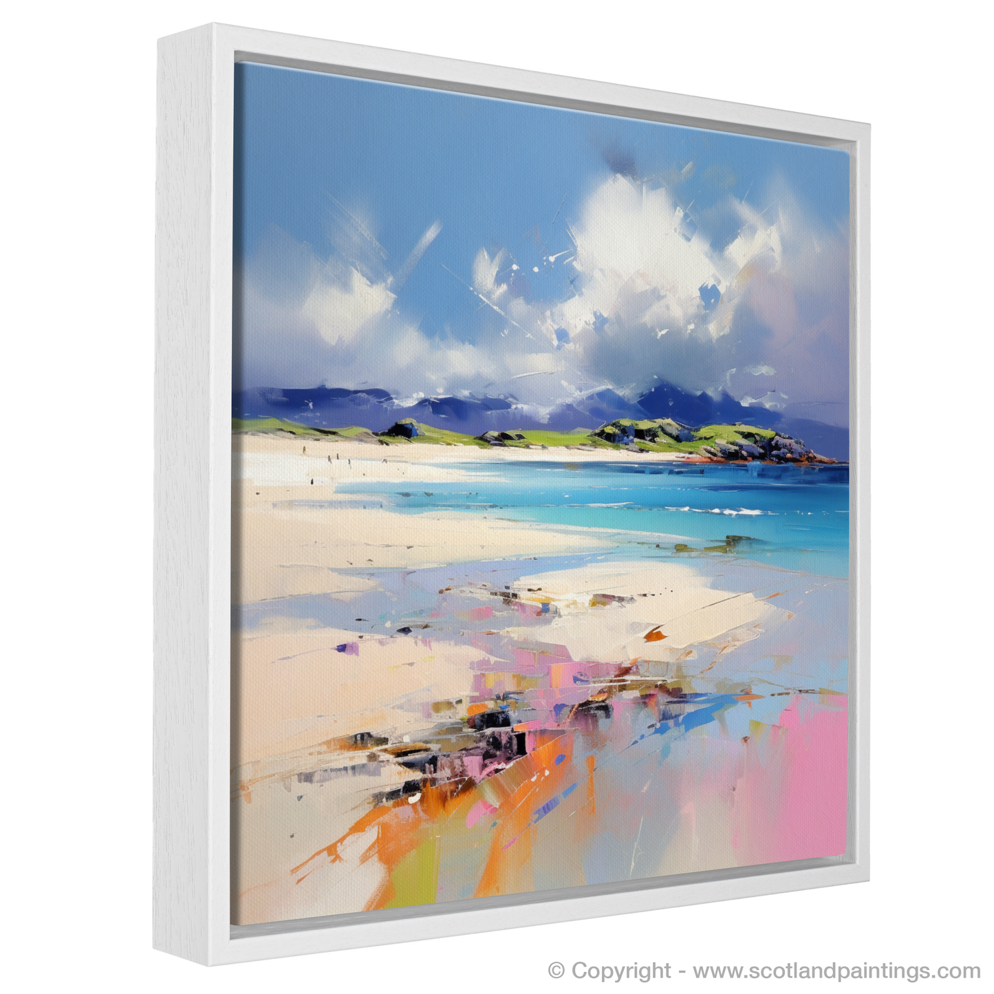 Painting and Art Print of Camusdarach Beach, Arisaig entitled "Camusdarach Beach Embrace: An Expressionist Ode to Scotland's Coastline".