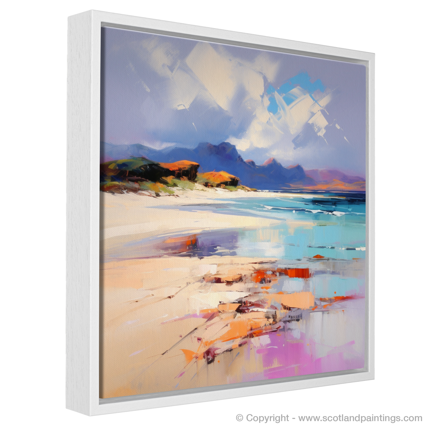 Painting and Art Print of Camusdarach Beach, Arisaig entitled "Camusdarach Beach: An Expressionist Journey into Scotland's Coastal Majesty".