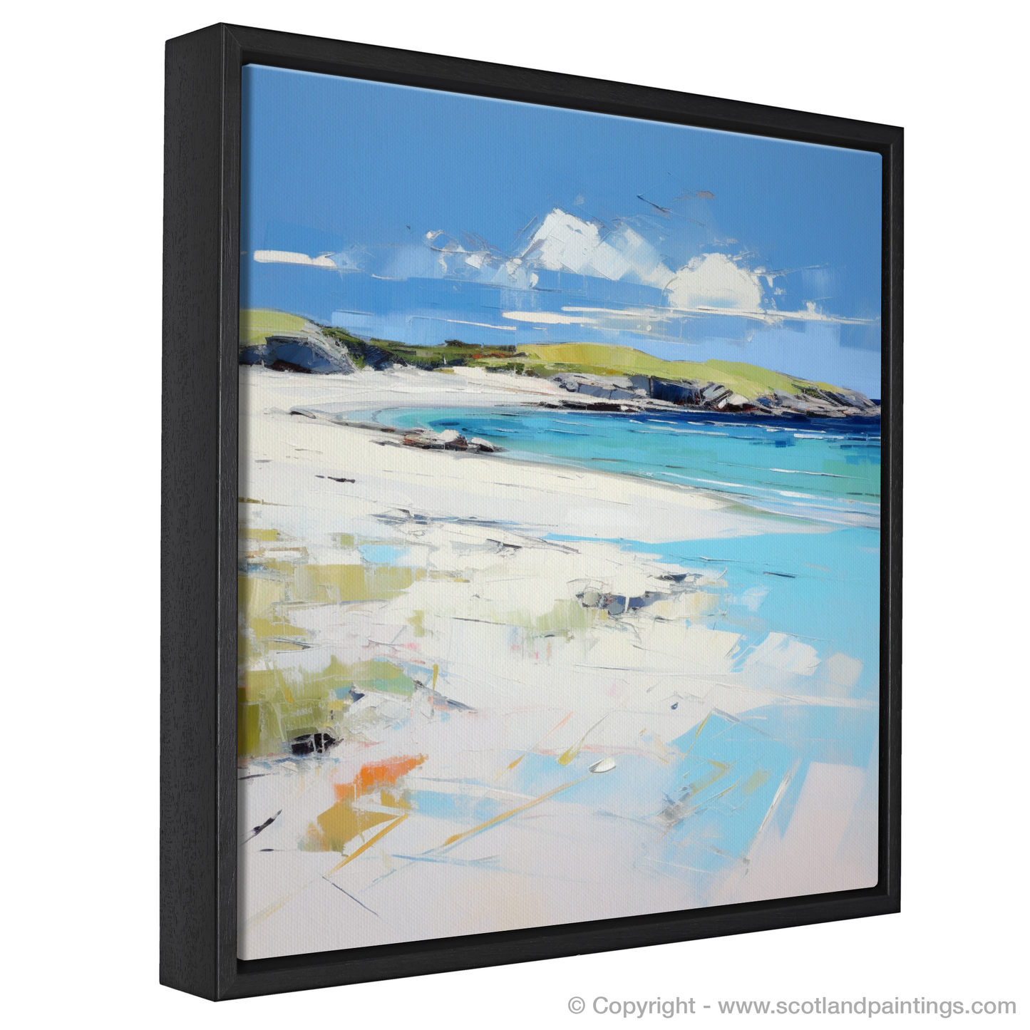 Painting and Art Print of Camusdarach Beach, Arisaig entitled "Camusdarach Charm: A Contemporary Ode to Scottish Shores".