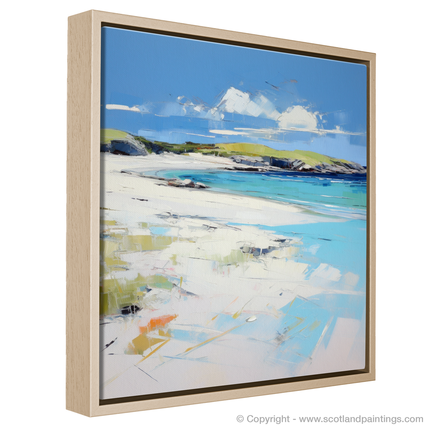 Painting and Art Print of Camusdarach Beach, Arisaig entitled "Camusdarach Charm: A Contemporary Ode to Scottish Shores".