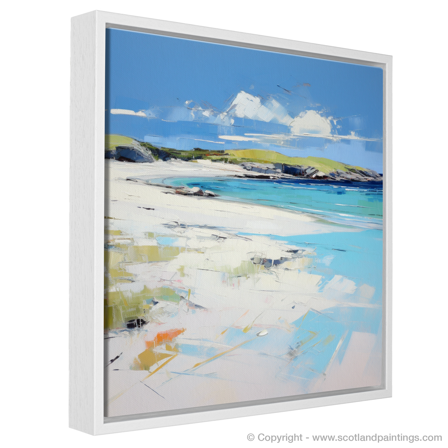 Painting and Art Print of Camusdarach Beach, Arisaig entitled "Camusdarach Charm: A Contemporary Ode to Scottish Shores".