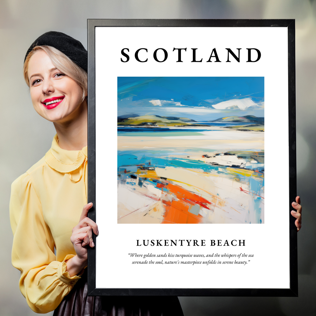 Person holding a poster of Luskentyre Beach