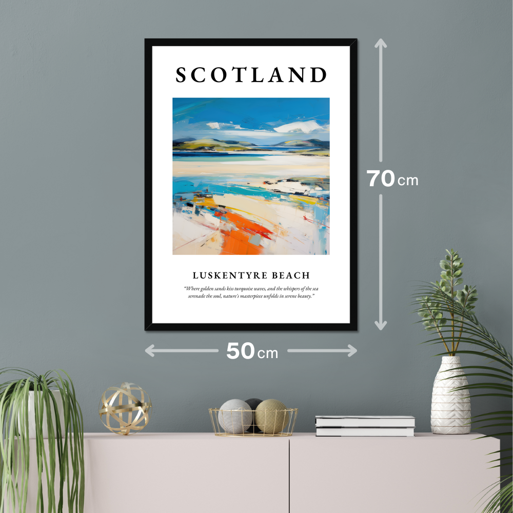 Poster of Luskentyre Beach hanging on a wall