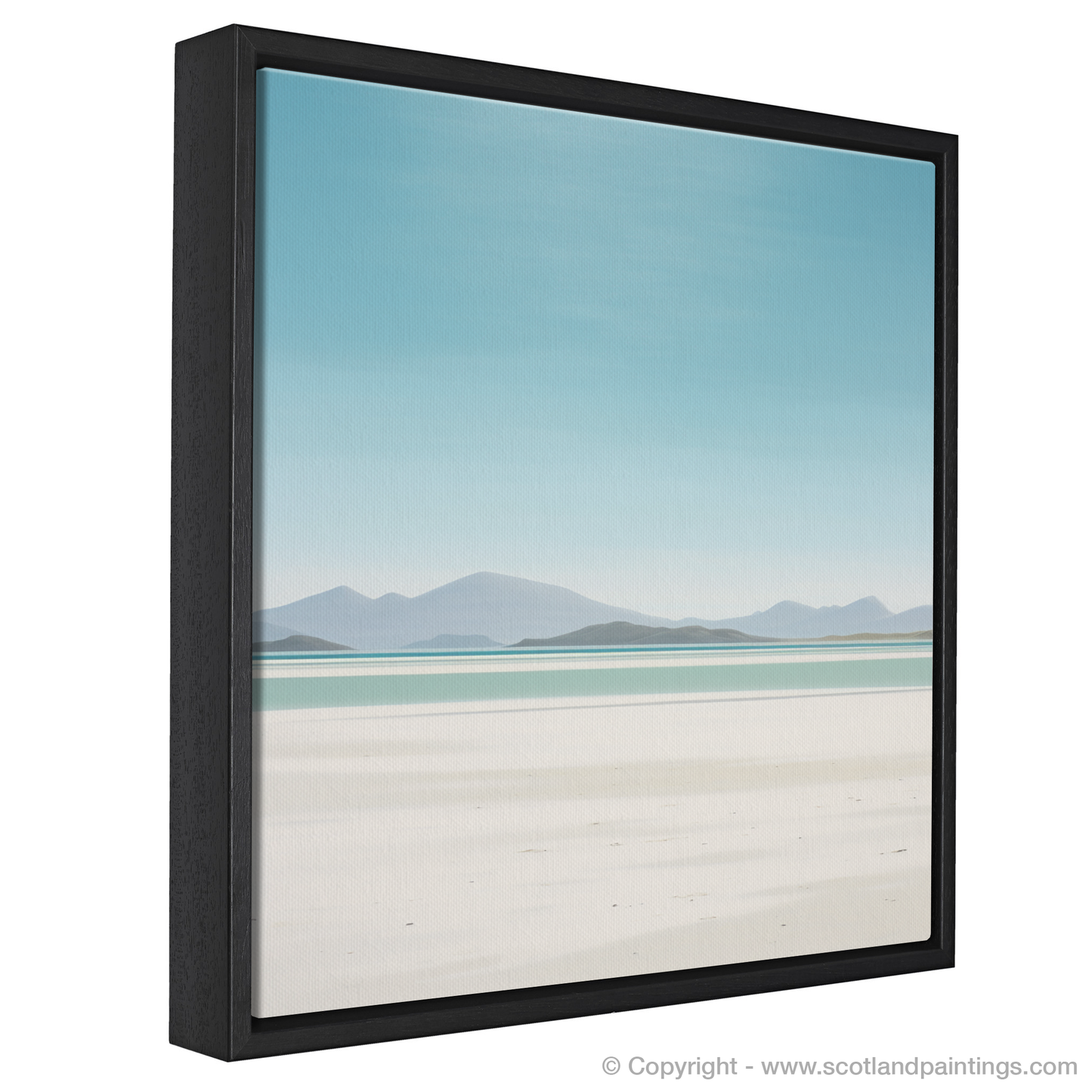 Painting and Art Print of Luskentyre Beach, Isle of Harris entitled "Serene Sands of Luskentyre: A Minimalist Ode to Scottish Shores".