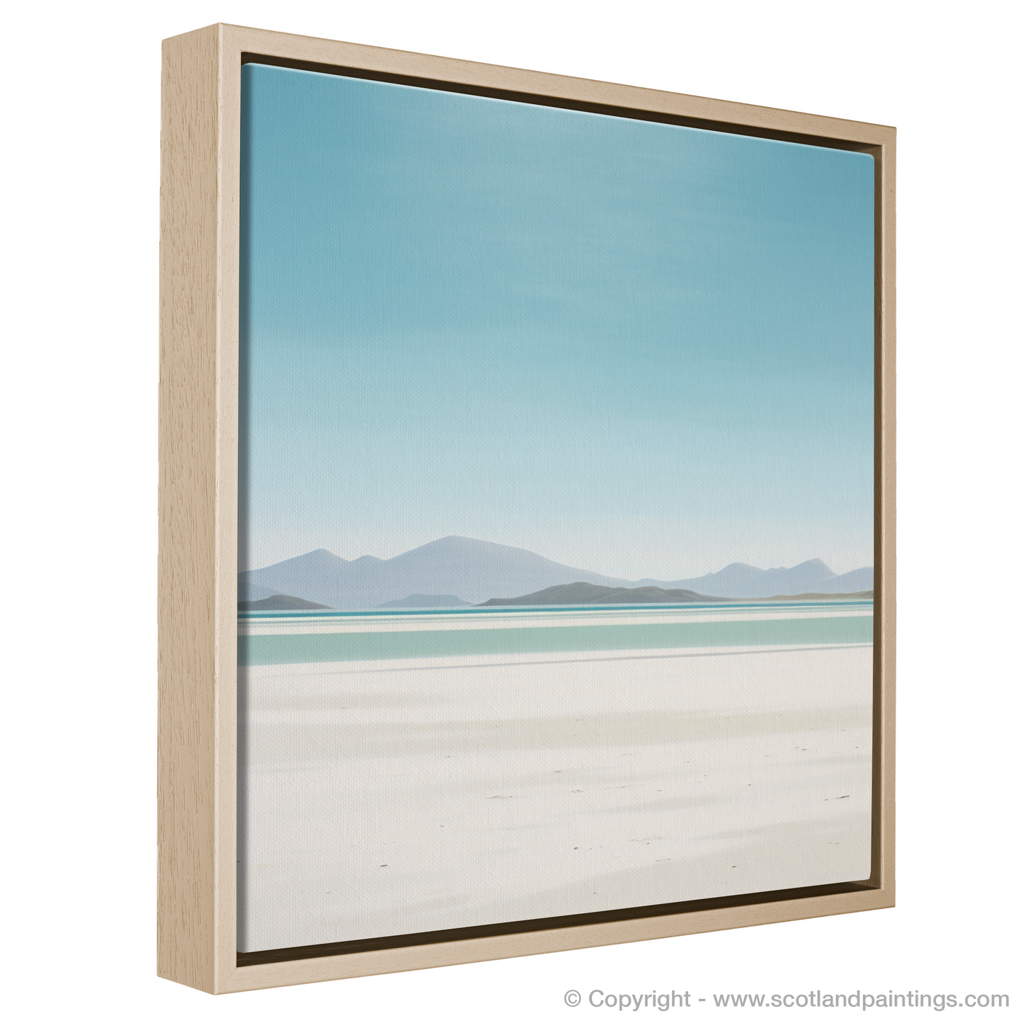 Painting and Art Print of Luskentyre Beach, Isle of Harris entitled "Serene Sands of Luskentyre: A Minimalist Ode to Scottish Shores".