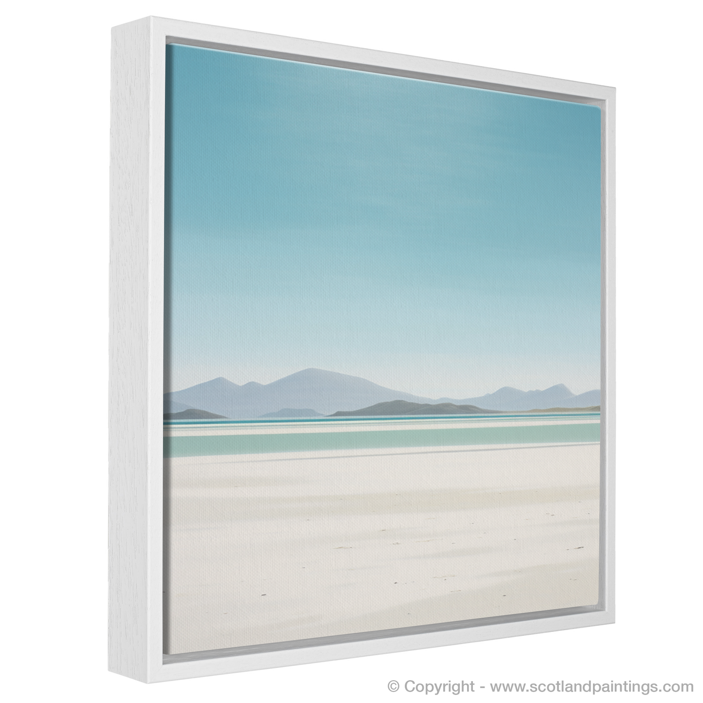Painting and Art Print of Luskentyre Beach, Isle of Harris entitled "Serene Sands of Luskentyre: A Minimalist Ode to Scottish Shores".