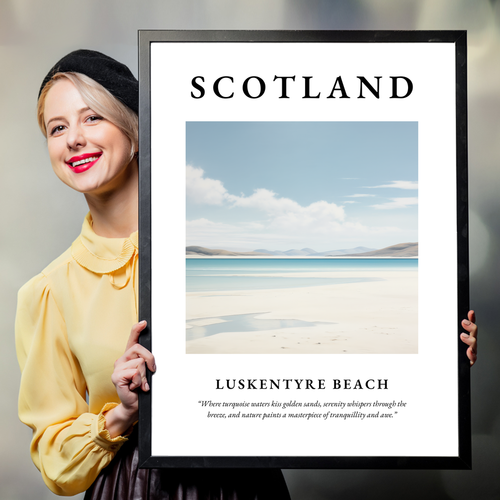 Person holding a poster of Luskentyre Beach