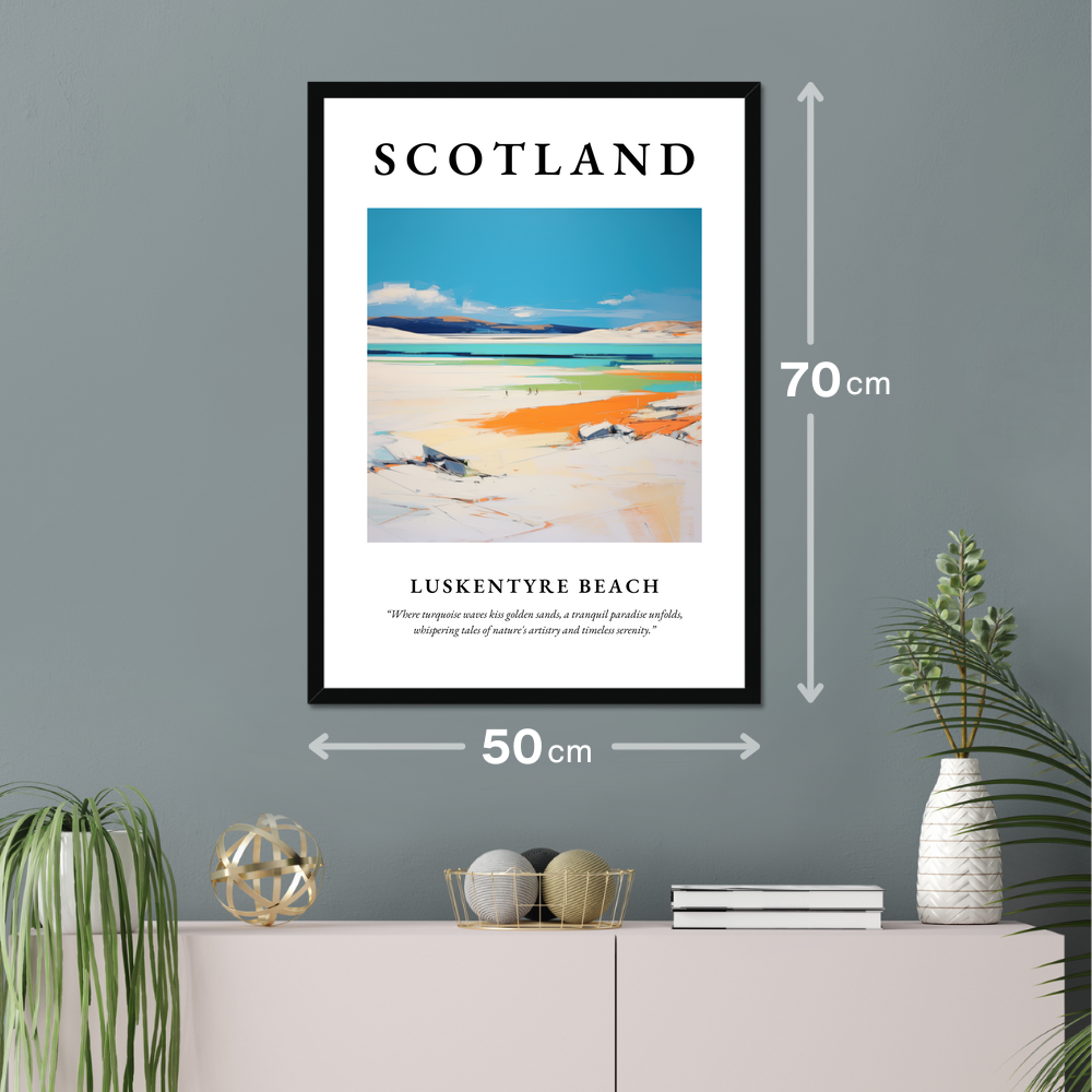 Poster of Luskentyre Beach hanging on a wall