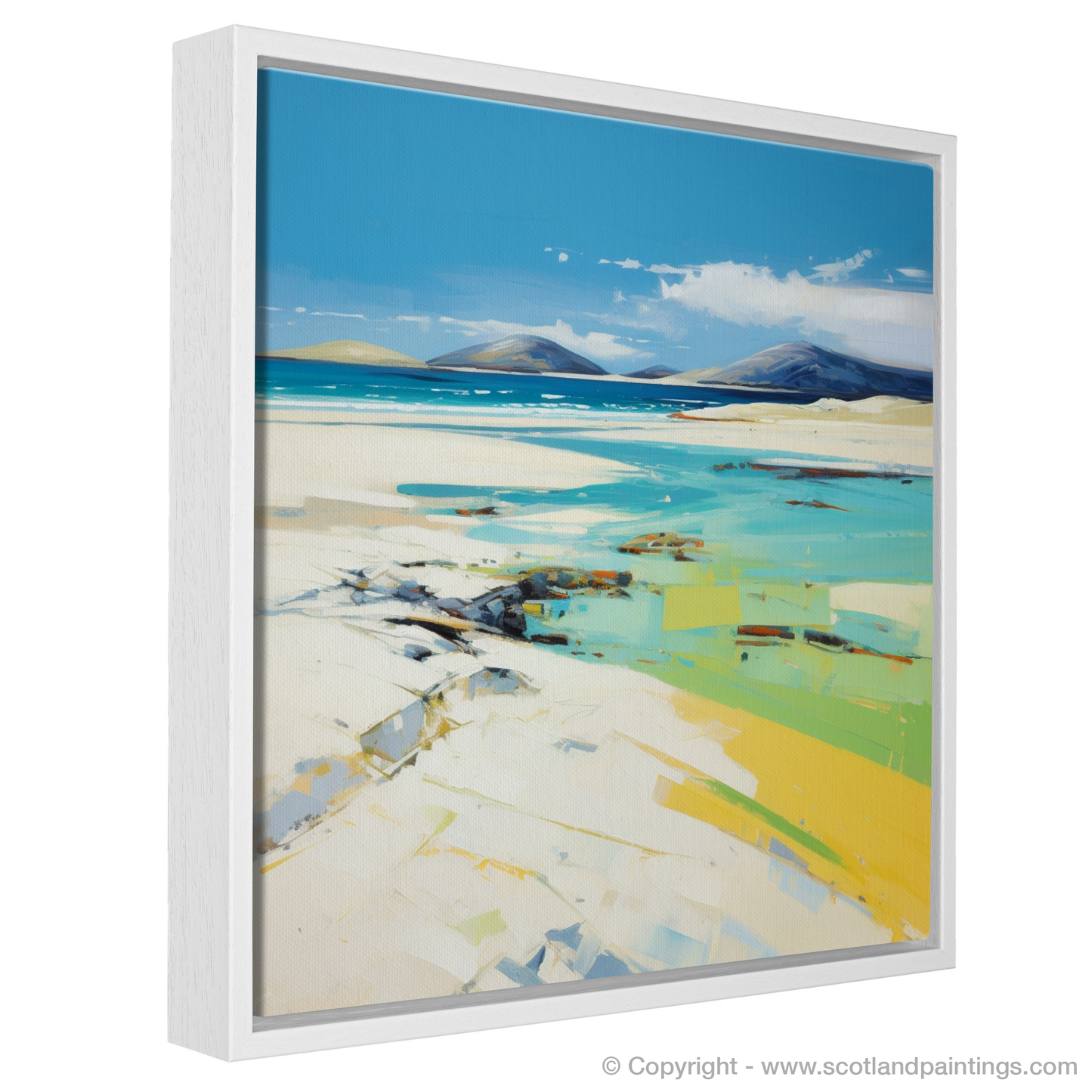 Painting and Art Print of Luskentyre Beach, Isle of Harris entitled "Luskentyre Beach Reverie: A Contemporary Homage to Scottish Shores".