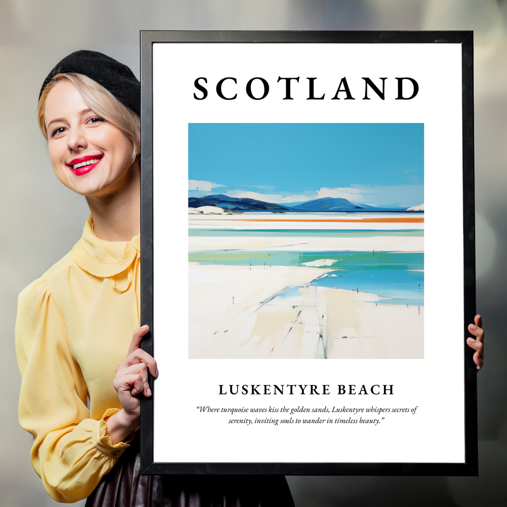 Person holding a poster of Luskentyre Beach