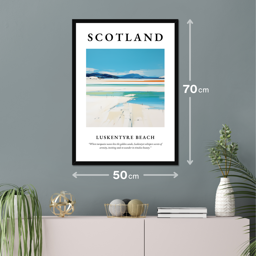 Poster of Luskentyre Beach hanging on a wall